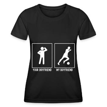 Dein Freund - Mein Freund - Fußballrennen - Frauen Funktions-T-Shirt - Schwarz - Vorne - AI Model Female 172 light (172cm)