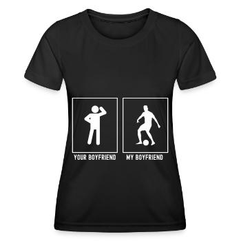 Ihr Freund - Mein Freund - Fußball Activity(SO) - Frauen Funktions-T-Shirt - Schwarz - Vorne - AI Model Female 172 light (172cm)