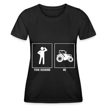 Ihr Ehemann - Ich - Landwirtschaftlicher Traktor - Frauen Funktions-T-Shirt - Schwarz - Vorne - AI Model Female 172 light (172cm)
