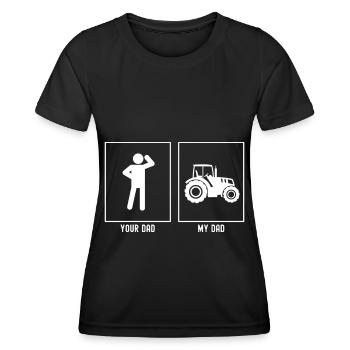 Ton père - Mon père - Tracteur agricole - T-shirt sport Femme - noir - Devant - AI Model Female 172 light (172cm)