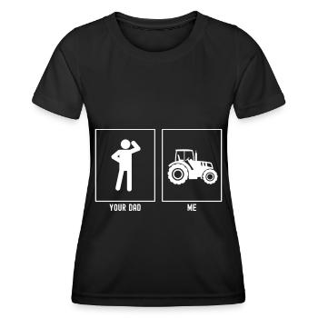 Dein Vater - Ich - Landwirtschaftliche Fahrzeuge - Frauen Funktions-T-Shirt - Schwarz - Vorne - AI Model Female 172 light (172cm)
