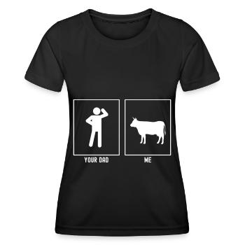 Dein Vater - Ich - Bauernhof Stier - Frauen Funktions-T-Shirt - Schwarz - Vorne - AI Model Female 172 light (172cm)
