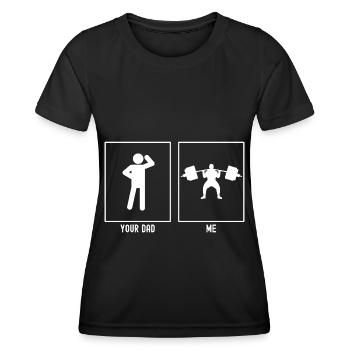 Dein Vater - Ich - Schweres Heben Fitness - Frauen Funktions-T-Shirt - Schwarz - Vorne - AI Model Female 172 light (172cm)
