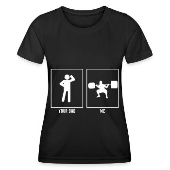 Her Father - Me - Heavy Weights Fitness - Women's Functional T-Shirt - black - Front - AI Model Female 172 light (172cm)