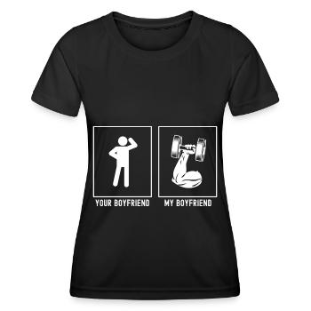 Ihr Freund - Mein Freund - Fitness Kurzhantel - Frauen Funktions-T-Shirt - Schwarz - Vorne - AI Model Female 172 light (172cm)