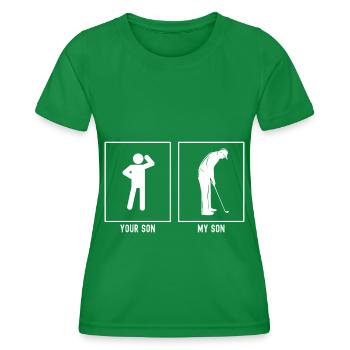 Ihr Sohn - Mein Sohn - Golfspieler - Frauen Funktions-T-Shirt - Kelly Green - Vorne - AI Model Female 172 dark (172cm)