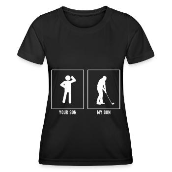 Votre fils - Mon fils - Destinations de golf - T-shirt sport Femme - noir - Devant - AI Model Female 172 light (172cm)