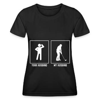 Your Husband - My Husband - Golf Hobby - Women's Functional T-Shirt - black - Front - AI Model Female 172 light (172cm)