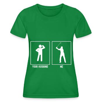 Ihr Ehemann - Ich - Golfspieler Schwung - Frauen Funktions-T-Shirt - Kelly Green - Vorne - AI Model Female 172 dark (172cm)