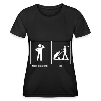 Son mari - moi - Sacs de golf - T-shirt sport Femme - noir - Devant - AI Model Female 172 light (172cm)