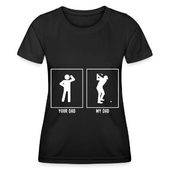 Dein Vater - Mein Vater - Golf vor dem Schwung - Frauen Funktions-T-Shirt - Schwarz - Vorne - AI Model Female 172 light (172cm)