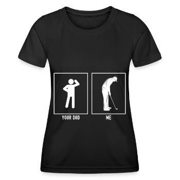 Dein Vater - Ich - Professioneller Golfspieler - Frauen Funktions-T-Shirt - Schwarz - Vorne - AI Model Female 172 light (172cm)
