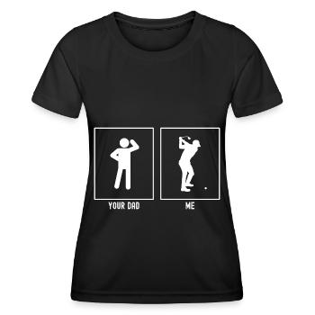 Ton père - Moi - Joue au golf - T-shirt sport Femme - noir - Devant - AI Model Female 172 light (172cm)