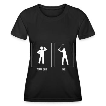 Dein Vater - Ich - Golf spielen - Frauen Funktions-T-Shirt - Schwarz - Vorne - AI Model Female 172 light (172cm)