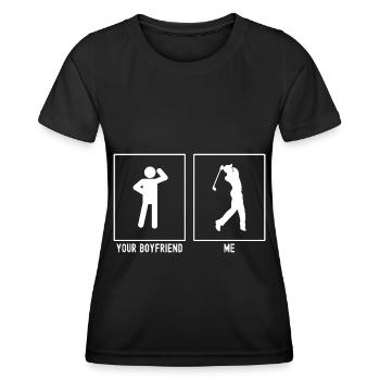 Ihr Freund - Ich - Golf Endschwung - Frauen Funktions-T-Shirt - Schwarz - Vorne - AI Model Female 172 light (172cm)
