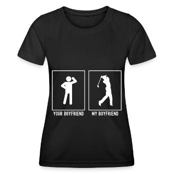 Votre ami - Mon ami - Le golf après le coup - T-shirt sport Femme - noir - Devant - AI Model Female 172 light (172cm)