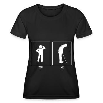Sie - Ich - Golfspieler in Pose - Frauen Funktions-T-Shirt - Schwarz - Vorne - AI Model Female 172 light (172cm)
