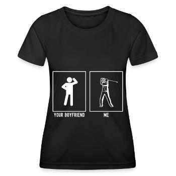 Ihr Freund - Ich - Golf nach dem Schwung - Frauen Funktions-T-Shirt - Schwarz - Vorne - AI Model Female 172 light (172cm)