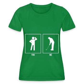 Sie - Ich - Golfspieler Illustration - Frauen Funktions-T-Shirt - Kelly Green - Vorne - AI Model Female 172 dark (172cm)