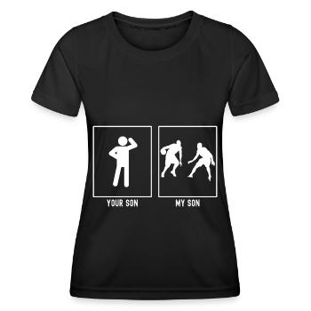 Dein Sohn - Mein Sohn - Basketball Duo - Women's Functional T-Shirt - black - Front - AI Model Female 172 light (172cm)
