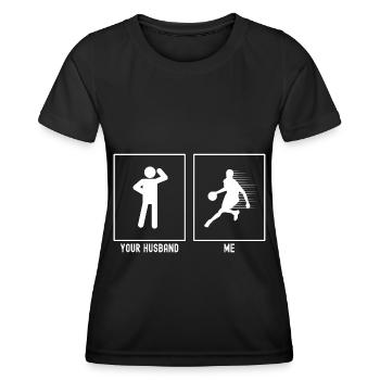 Ihr Ehemann - Ich - Basketball Speed Lines - Frauen Funktions-T-Shirt - Schwarz - Vorne - AI Model Female 172 light (172cm)
