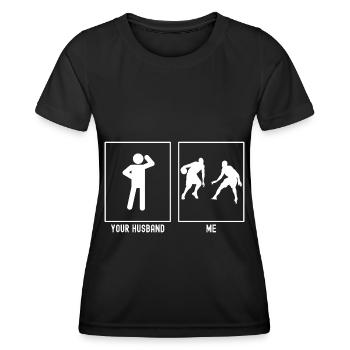 Dein Mann - Ich - Basketball Duo - Women's Functional T-Shirt - black - Front - AI Model Female 172 light (172cm)