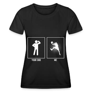 Dein Vater - Ich - Basketball Layup - Frauen Funktions-T-Shirt - Schwarz - Vorne - AI Model Female 172 light (172cm)