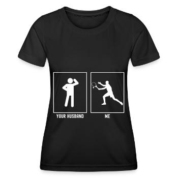 Her Husband - Me - Tennis Setback - Women's Functional T-Shirt - black - Front - AI Model Female 172 light (172cm)