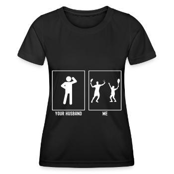 Her Husband - Me - Tennis Duo - Women's Functional T-Shirt - black - Front - AI Model Female 172 light (172cm)