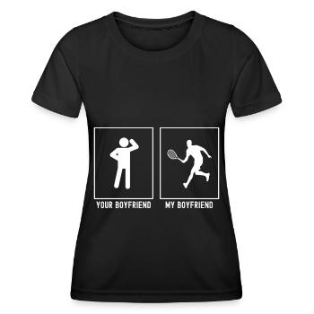 Ihr Freund - Mein Freund - Tennislauf - Frauen Funktions-T-Shirt - Schwarz - Vorne - AI Model Female 172 light (172cm)