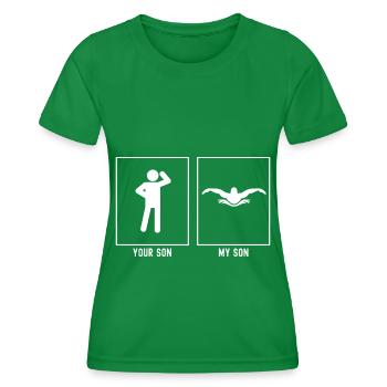 Her Son - My Son - Swimming Athletic - Women's Functional T-Shirt - kelly green - Front - AI Model Female 172 dark (172cm)