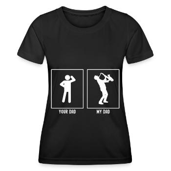 Ihr Vater - Mein Vater - Musik Saxophonist - Frauen Funktions-T-Shirt - Schwarz - Vorne - AI Model Female 172 light (172cm)