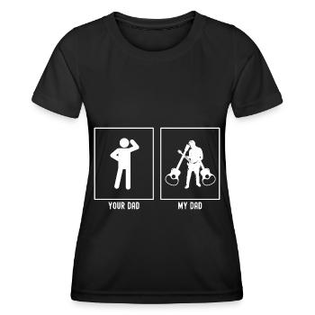 Dein Vater - Mein Vater - Gitarrist Musik - Frauen Funktions-T-Shirt - Schwarz - Vorne - AI Model Female 172 light (172cm)