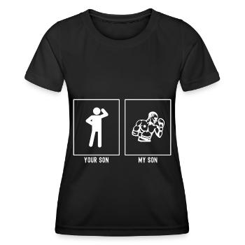 Your Son - My Son - Boxing in Lateral Position - Women's Functional T-Shirt - black - Front - AI Model Female 172 light (172cm)