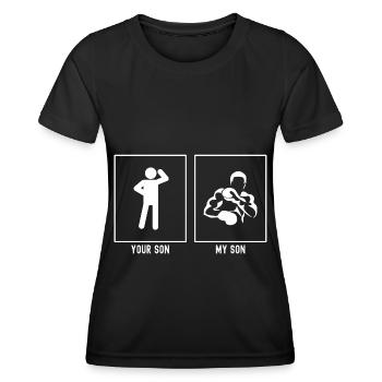 Ton fils - Mon fils - Boxing Block - T-shirt sport Femme - noir - Devant - AI Model Female 172 light (172cm)