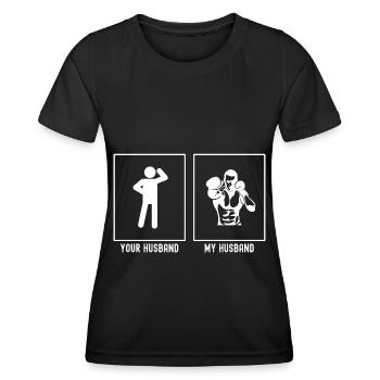 Her Husband - My Husband - Boxing Jab - Women's Functional T-Shirt - black - Front - AI Model Female 172 light (172cm)