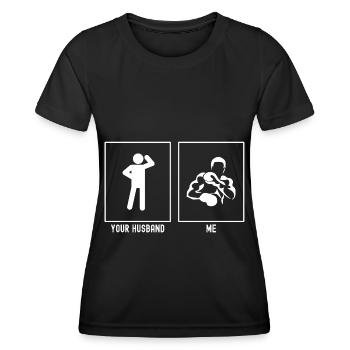 Her Husband - Me - Boxing Block - Women's Functional T-Shirt - black - Front - AI Model Female 172 light (172cm)