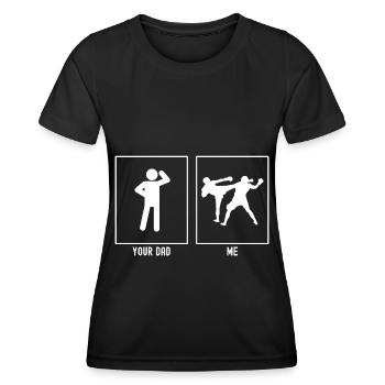 Ton père - Moi - Kickboxing - T-shirt sport Femme - noir - Devant - AI Model Female 172 light (172cm)