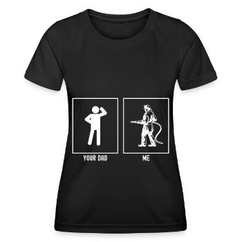 Ton papa - Moi - Pompier - T-shirt sport Femme - noir - Devant - AI Model Female 172 light (172cm)