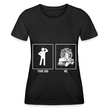 Your Father - Me - Fire Truck - Women's Functional T-Shirt - black - Front - AI Model Female 172 light (172cm)