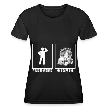 Votre ami - Mon ami - Hache de pompier - T-shirt sport Femme - noir - Devant - AI Model Female 172 light (172cm)