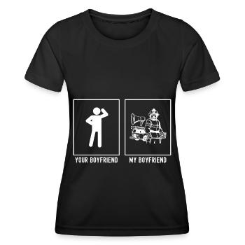 Votre ami - Mon ami - Pompiers - T-shirt sport Femme - noir - Devant - AI Model Female 172 light (172cm)