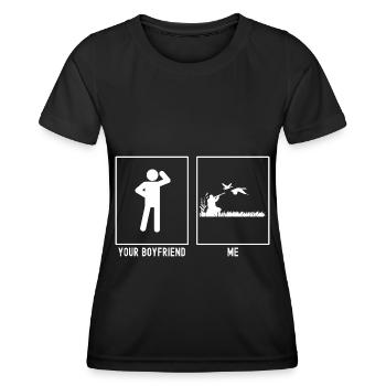 Votre ami - Moi - Chasse aux oiseaux - T-shirt sport Femme - noir - Devant - AI Model Female 172 light (172cm)