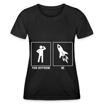 Dein Freund - Ich - Astronomie Diagonale Rakete - Frauen Funktions-T-Shirt - Schwarz - Vorne - AI Model Female 172 light (172cm)