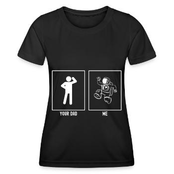 Votre père - I - voyageur de l’espace - T-shirt sport Femme - noir - Devant - AI Model Female 172 light (172cm)