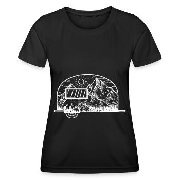 Montagne - Caravane - (11) - T-shirt sport Femme - noir - Devant - AI Model Female 172 light (172cm)