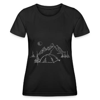 Berg - Campingzelt - (12) - Frauen Funktions-T-Shirt - Schwarz - Vorne - AI Model Female 172 light (172cm)