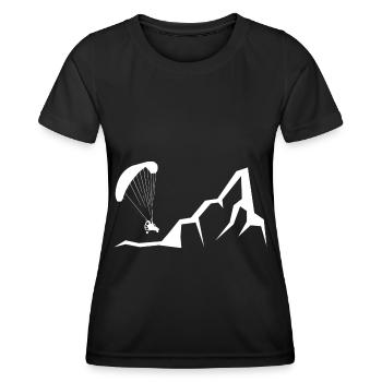 Berg - Gleitschirmfliegen - (10) - Frauen Funktions-T-Shirt - Schwarz - Vorne - AI Model Female 172 light (172cm)