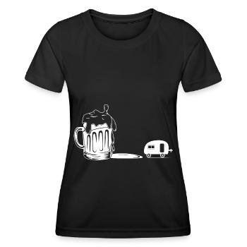 Bière - Camping Caravane - - T-shirt sport Femme - noir - Devant - AI Model Female 172 light (172cm)