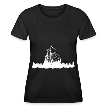 Bäume - Radfahren - (4) - Frauen Funktions-T-Shirt - Schwarz - Vorne - AI Model Female 172 light (172cm)